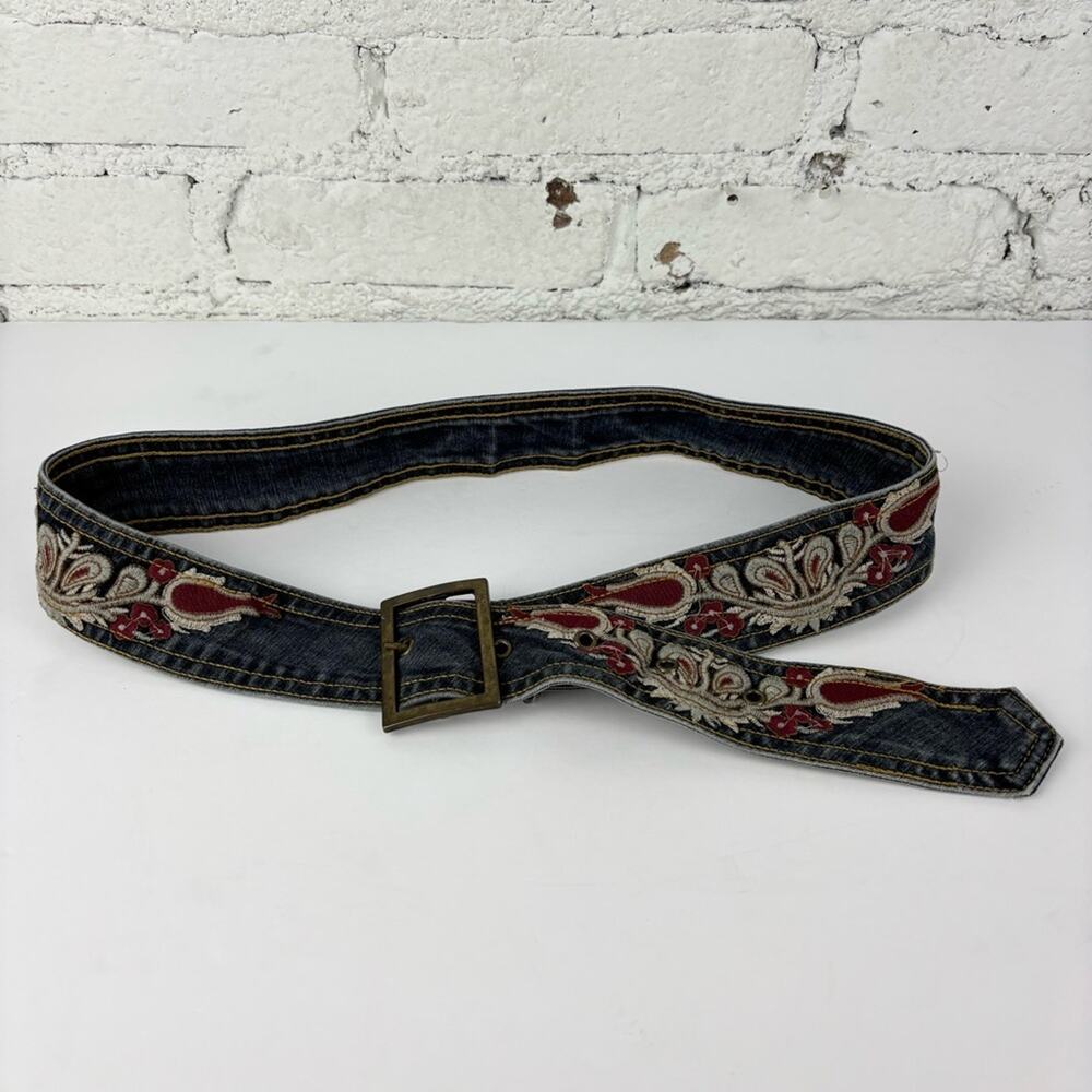 Vintage Y2K Embroidered Denim Belt